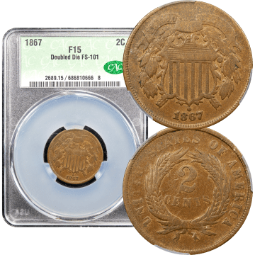 1867 Two Cents (2c) Doubled Die Composite Image