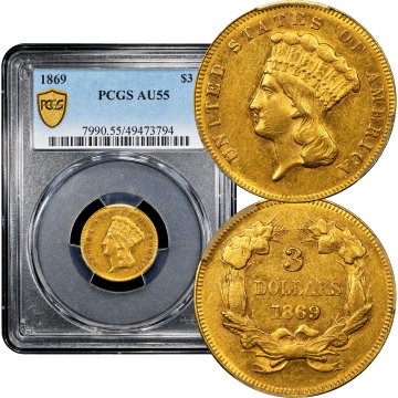 1869 Gold Three Dollar ($3) Composite Image