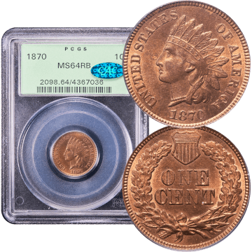 1870 Indian Cent (1c) OGH Composite Image