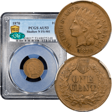 1870 Indian Cent (1c) Shallow N FS-901 Composite Image