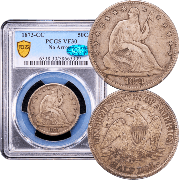 1873-CC Seated Liberty Half Dollar (50c) No Arrows Composite Image