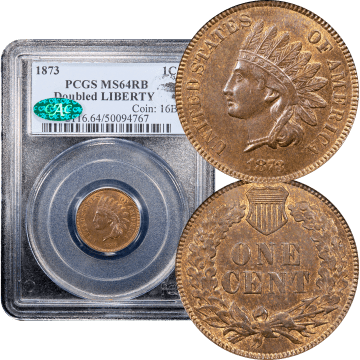 1873 Indian Cent (1c) Doubled Liberty Composite Image