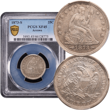 1873-S Seated Liberty Quarter (25c) Arrows Composite Image