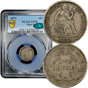 1873 Seated Liberty Dime (10c) Open 3 Composite Image