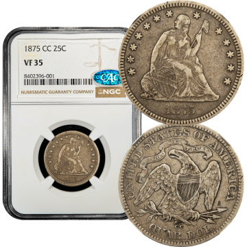 1875-CC Seated Liberty Quarter (25c) Composite Image