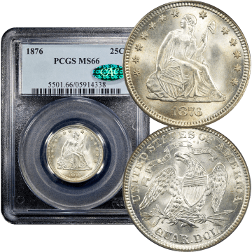 1876 Seated Liberty Quarter (25c) Composite Image