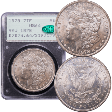1878 Morgan Dollar ($1) 7TF Reverse of 1878 Rattler Composite Image