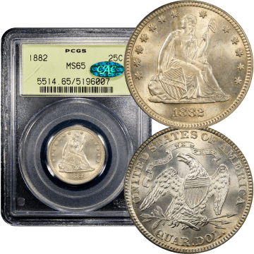 1882 Seated Liberty Quarter (25c) OGH Composite Image