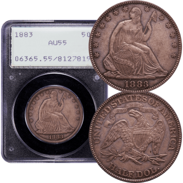 1883 Seated Liberty Half Dollar (50c) Rattler Composite Image