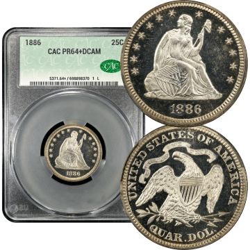 1886 Seated Liberty Quarter (25c) Composite Image