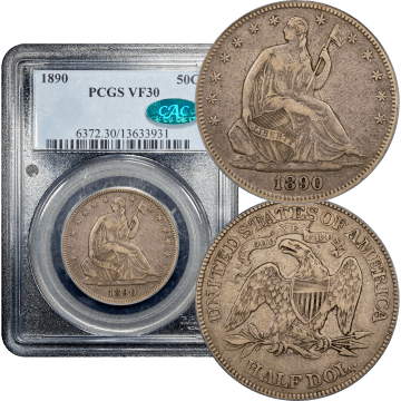1890 Seated Liberty Half Dollar (50c) Composite Image