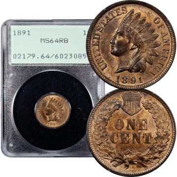 1891 Indian Cent (1c) Rattler Composite Image