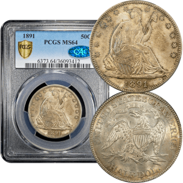 1891 Seated Liberty Half Dollar (50c) Composite Image