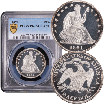1891 Seated Liberty Half Dollar (50c) Composite Image