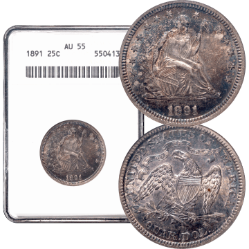 1891 Seated Liberty Quarter (25c) Composite Image