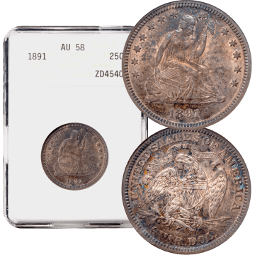 1891 Seated Liberty Quarter (25c) Composite Image