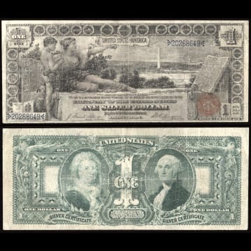 1896 $1 Educational Silver Certificate Composite Image