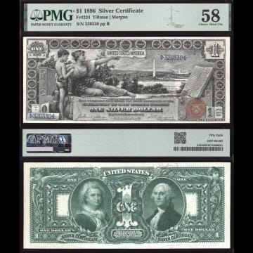 1896 $1 Educational Silver Certificate Composite Image