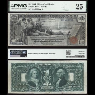 1896 $1 Educational Silver Certificate Composite Image