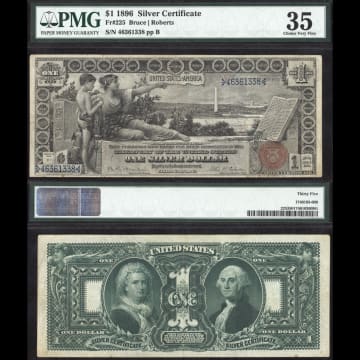 1896 $1 Educational Silver Certificate Composite Image
