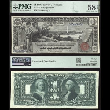 1896 $1 Educational Silver Certificate Composite Image