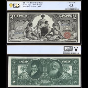 1896 $2 Educational Silver Certificate Composite Image