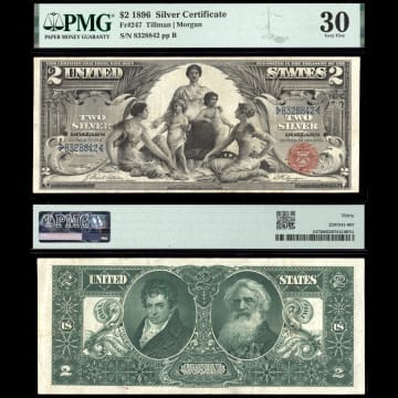 1896 $2 Educational Silver Certificate Composite Image