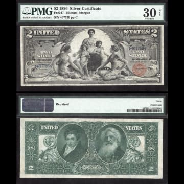 1896 $2 Educational Silver Certificate Composite Image