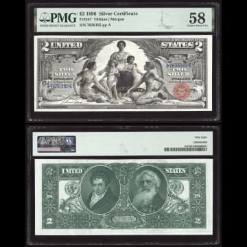 1896 $2 Educational Silver Certificate Composite Image
