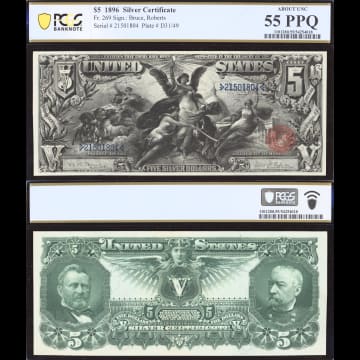 1896 $5 Educational Silver Certificate Composite Image