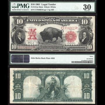 1901 $10 Bison Legal Tender Composite Image