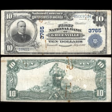1902 $10 Plain Back National - Greenville, MS (Charter 3765) Composite Image