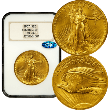1907 High Relief Saint-Gaudens Gold Double Eagle ($20) Wire Edge Composite Image