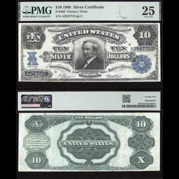 1908 $10 Tombstone Silver Certificate Composite Image