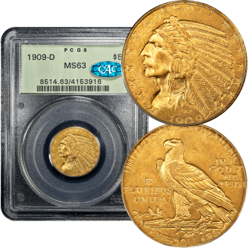 1909-D Indian Gold Half Eagle ($5) OGH Composite Image