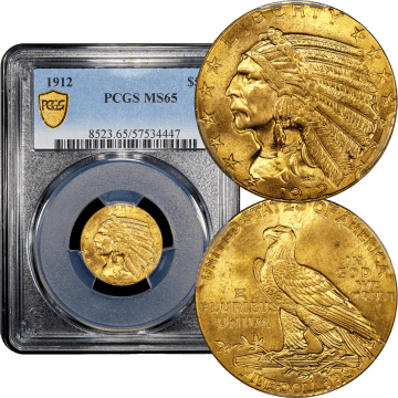 1912 Indian Gold Half Eagle ($5) Composite Image