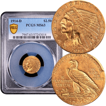1914-D Indian Gold Quarter Eagle ($2.50) Composite Image