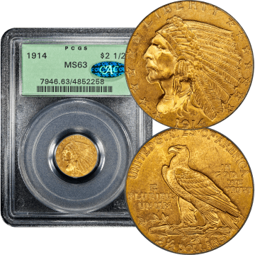 1914 Indian Gold Quarter Eagle ($2.50) OGH Composite Image
