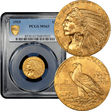 1915 Indian Gold Half Eagle ($5) Composite Image