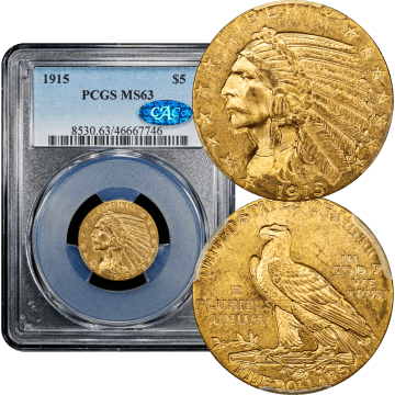 1915 Indian Gold Half Eagle ($5) Composite Image