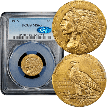 1915 Indian Gold Half Eagle ($5) Composite Image