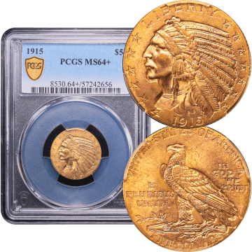 1915 Indian Gold Half Eagle ($5) Composite Image