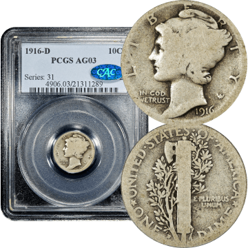 1916-D Mercury Dime (10c) Composite Image