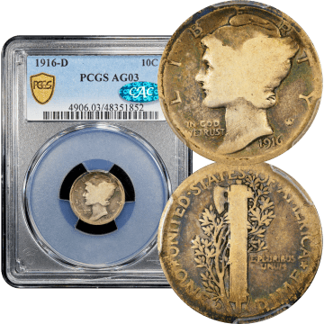1916-D Mercury Dime (10c) Composite Image