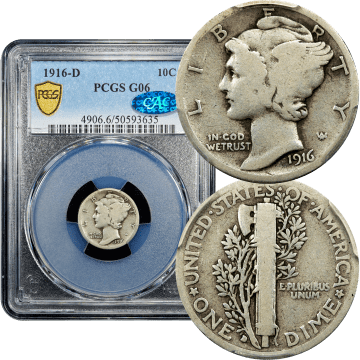 1916-D Mercury Dime (10c) Composite Image