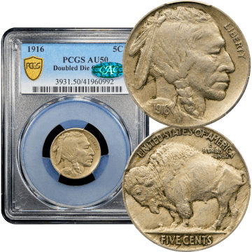 1916 Doubled Die Buffalo Nickel (5c) Composite Image