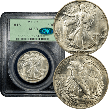 1916 Walking Liberty Half Dollar (50c) OGH Composite Image