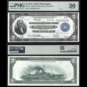 1918 $2 Battleship Composite Image