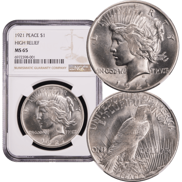 1921 High Relief Peace Dollar ($1) Composite Image