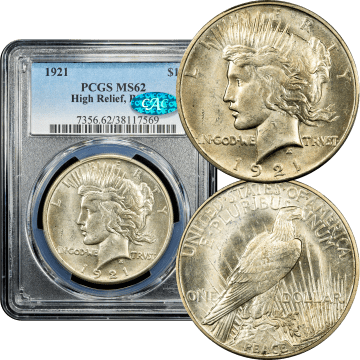 1921 High Relief Peace Dollar ($1) Composite Image